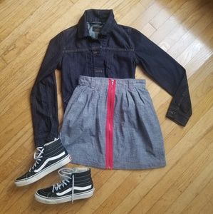 Jack BB Dakota Gray Chambray Zip Skirt
